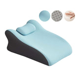 Maxbell Back Pillow Memory Cotton Wedge Prone Pillow for Office Dorm Watching Movies blue with head brace