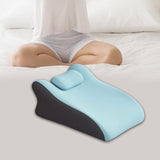 Maxbell Back Pillow Memory Cotton Wedge Prone Pillow for Office Dorm Watching Movies blue with head brace