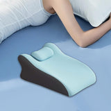 Maxbell Back Pillow Memory Cotton Wedge Prone Pillow for Office Dorm Watching Movies blue with head brace
