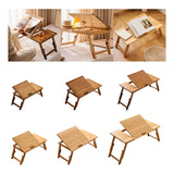 Maxbell Folding Table Rectanglar Laptop Lap Table for Bedroom Small Space and Living Room Brown Small