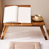 Maxbell Folding Table Rectanglar Laptop Lap Table for Bedroom Small Space and Living Room Brown Small