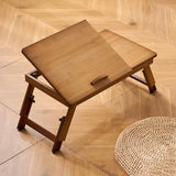 Maxbell Folding Table Rectanglar Laptop Lap Table for Bedroom Small Space and Living Room Brown Small