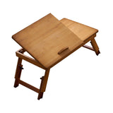 Maxbell Folding Table Rectanglar Laptop Lap Table for Bedroom Small Space and Living Room Brown Small