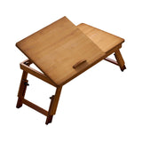 Maxbell Folding Table Rectanglar Laptop Lap Table for Bedroom Small Space and Living Room Brown Small