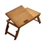 Maxbell Folding Table Rectanglar Laptop Lap Table for Bedroom Small Space and Living Room Brown Small