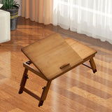 Maxbell Folding Table Rectanglar Laptop Lap Table for Bedroom Small Space and Living Room Brown Small