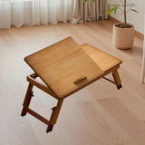 Maxbell Folding Table Rectanglar Laptop Lap Table for Bedroom Small Space and Living Room Brown Small