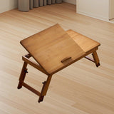 Maxbell Folding Table Rectanglar Laptop Lap Table for Bedroom Small Space and Living Room Brown Small