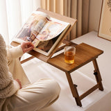 Maxbell Folding Table Rectanglar Laptop Lap Table for Bedroom Small Space and Living Room Brown Small