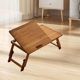 Maxbell Folding Table Rectanglar Laptop Lap Table for Bedroom Small Space and Living Room Brown Medium