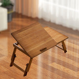 Maxbell Folding Table Rectanglar Laptop Lap Table for Bedroom Small Space and Living Room Brown Medium