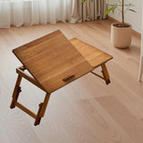 Maxbell Folding Table Rectanglar Laptop Lap Table for Bedroom Small Space and Living Room Brown Medium