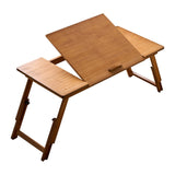 Maxbell Folding Table Rectanglar Laptop Lap Table for Bedroom Small Space and Living Room Brown Large