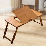Maxbell Folding Table Rectanglar Laptop Lap Table for Bedroom Small Space and Living Room Brown Large