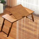 Maxbell Folding Table Rectanglar Laptop Lap Table for Bedroom Small Space and Living Room Brown Large