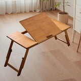 Maxbell Folding Table Rectanglar Laptop Lap Table for Bedroom Small Space and Living Room Brown Large