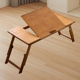 Maxbell Folding Table Rectanglar Laptop Lap Table for Bedroom Small Space and Living Room Brown Large