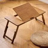 Maxbell Folding Table Rectanglar Laptop Lap Table for Bedroom Small Space and Living Room Brown Large