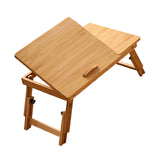 Maxbell Folding Table Rectanglar Laptop Lap Table for Bedroom Small Space and Living Room Light Brown Small