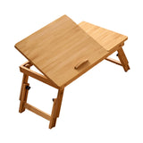 Maxbell Folding Table Rectanglar Laptop Lap Table for Bedroom Small Space and Living Room Light Brown Small