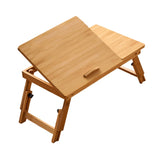 Maxbell Folding Table Rectanglar Laptop Lap Table for Bedroom Small Space and Living Room Light Brown Small