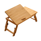 Maxbell Folding Table Rectanglar Laptop Lap Table for Bedroom Small Space and Living Room Light Brown Small