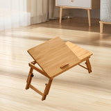 Maxbell Folding Table Rectanglar Laptop Lap Table for Bedroom Small Space and Living Room Light Brown Small