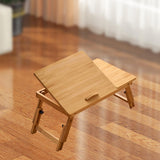 Maxbell Folding Table Rectanglar Laptop Lap Table for Bedroom Small Space and Living Room Light Brown Small