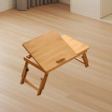 Maxbell Folding Table Rectanglar Laptop Lap Table for Bedroom Small Space and Living Room Light Brown Small