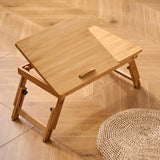 Maxbell Folding Table Rectanglar Laptop Lap Table for Bedroom Small Space and Living Room Light Brown Small