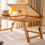 Maxbell Folding Table Rectanglar Laptop Lap Table for Bedroom Small Space and Living Room Light Brown Medium