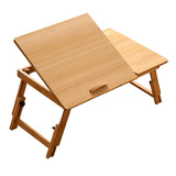 Maxbell Folding Table Rectanglar Laptop Lap Table for Bedroom Small Space and Living Room Light Brown Medium