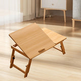 Maxbell Folding Table Rectanglar Laptop Lap Table for Bedroom Small Space and Living Room Light Brown Medium