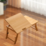 Maxbell Folding Table Rectanglar Laptop Lap Table for Bedroom Small Space and Living Room Light Brown Medium