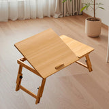 Maxbell Folding Table Rectanglar Laptop Lap Table for Bedroom Small Space and Living Room Light Brown Medium