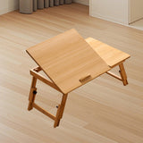 Maxbell Folding Table Rectanglar Laptop Lap Table for Bedroom Small Space and Living Room Light Brown Medium