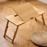 Maxbell Folding Table Rectanglar Laptop Lap Table for Bedroom Small Space and Living Room Light Brown Large