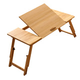 Maxbell Folding Table Rectanglar Laptop Lap Table for Bedroom Small Space and Living Room Light Brown Large