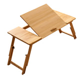 Maxbell Folding Table Rectanglar Laptop Lap Table for Bedroom Small Space and Living Room Light Brown Large
