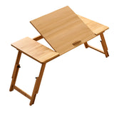 Maxbell Folding Table Rectanglar Laptop Lap Table for Bedroom Small Space and Living Room Light Brown Large