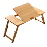 Maxbell Folding Table Rectanglar Laptop Lap Table for Bedroom Small Space and Living Room Light Brown Large