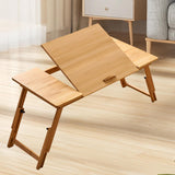 Maxbell Folding Table Rectanglar Laptop Lap Table for Bedroom Small Space and Living Room Light Brown Large