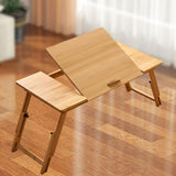 Maxbell Folding Table Rectanglar Laptop Lap Table for Bedroom Small Space and Living Room Light Brown Large