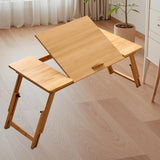 Maxbell Folding Table Rectanglar Laptop Lap Table for Bedroom Small Space and Living Room Light Brown Large