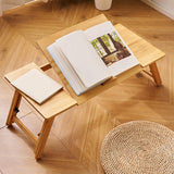 Maxbell Folding Table Rectanglar Laptop Lap Table for Bedroom Small Space and Living Room Light Brown Large