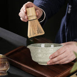 Maxbell Matcha Bowl Ornament Tea Mixing Bowl for Restaurant Dining Room Matcha Lover Gray and Green
