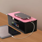 Maxbell Cable Management Box Cable Box Power Strip Cover Box for Home Office TV Desk Black