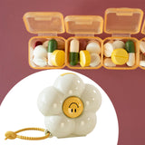 Maxbell Weekly Pill Box 6 Compartments Portable Pill Holder for Bag Office Traveling White