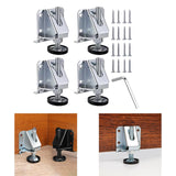 Maxbell 4Pcs Adjustable Furniture Leveling Feet Sturdy Easily Install with Lock Nuts Silvery