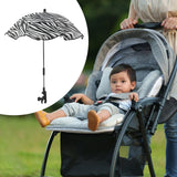 Maxbell Stroller Parasol Sun Protection Clamp on Umbrella for Traveling Outdoor black white